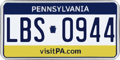 PA license plate LBS0944