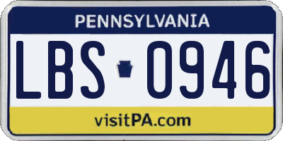 PA license plate LBS0946