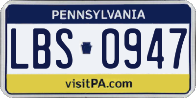PA license plate LBS0947