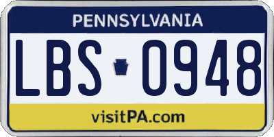 PA license plate LBS0948