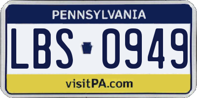 PA license plate LBS0949