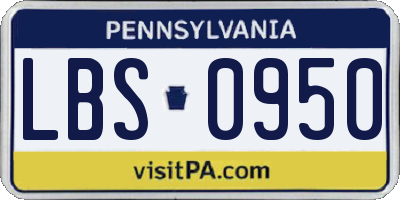 PA license plate LBS0950