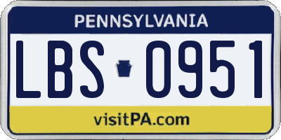PA license plate LBS0951