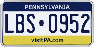 PA license plate LBS0952
