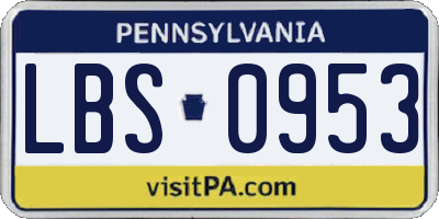 PA license plate LBS0953