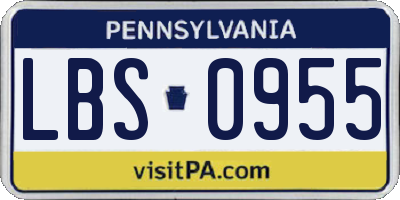 PA license plate LBS0955