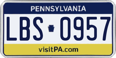 PA license plate LBS0957