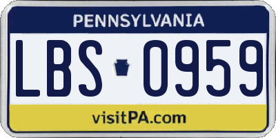 PA license plate LBS0959