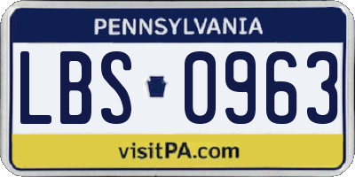 PA license plate LBS0963