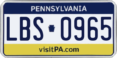 PA license plate LBS0965