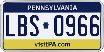 PA license plate LBS0966