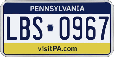 PA license plate LBS0967