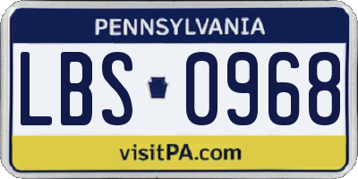 PA license plate LBS0968