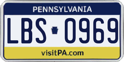 PA license plate LBS0969