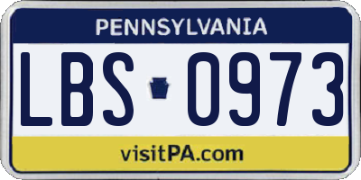 PA license plate LBS0973