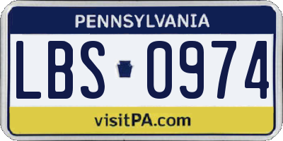 PA license plate LBS0974