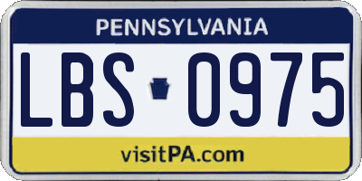 PA license plate LBS0975