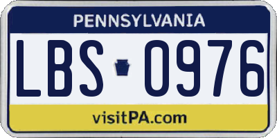 PA license plate LBS0976