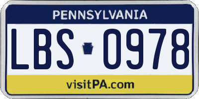 PA license plate LBS0978