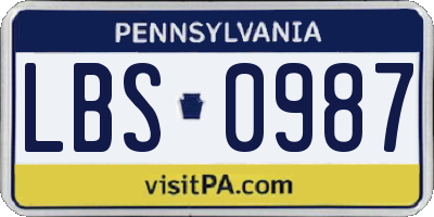 PA license plate LBS0987