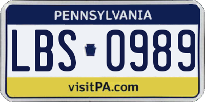 PA license plate LBS0989