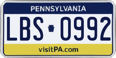 PA license plate LBS0992