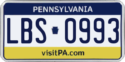 PA license plate LBS0993