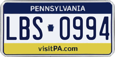 PA license plate LBS0994