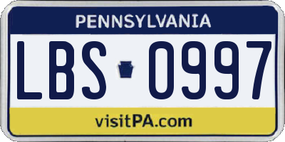 PA license plate LBS0997