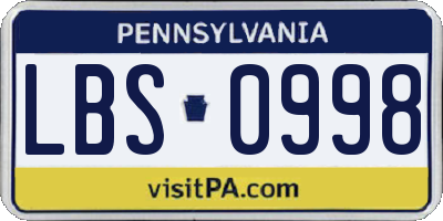 PA license plate LBS0998