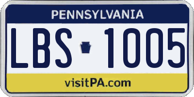 PA license plate LBS1005