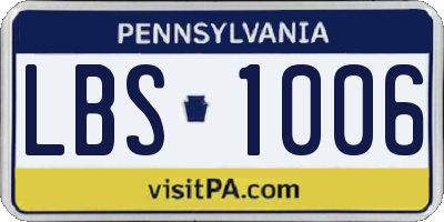 PA license plate LBS1006