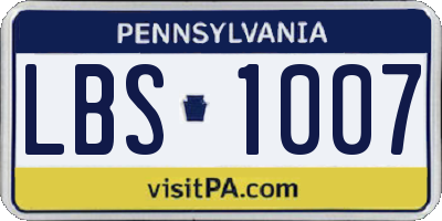 PA license plate LBS1007