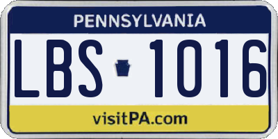 PA license plate LBS1016