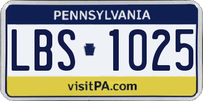 PA license plate LBS1025