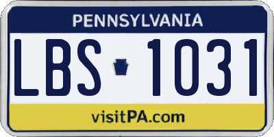 PA license plate LBS1031