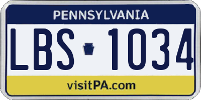 PA license plate LBS1034