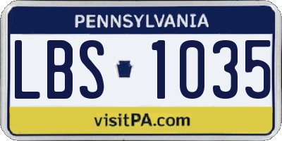 PA license plate LBS1035