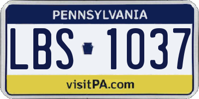 PA license plate LBS1037