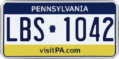 PA license plate LBS1042