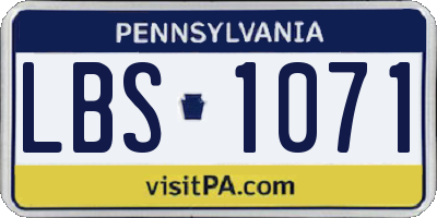 PA license plate LBS1071
