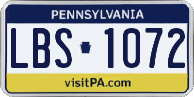 PA license plate LBS1072
