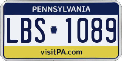 PA license plate LBS1089
