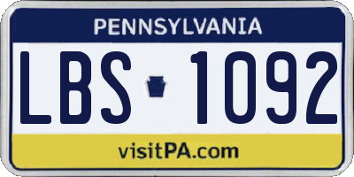 PA license plate LBS1092