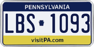 PA license plate LBS1093