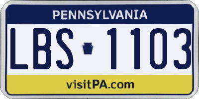PA license plate LBS1103