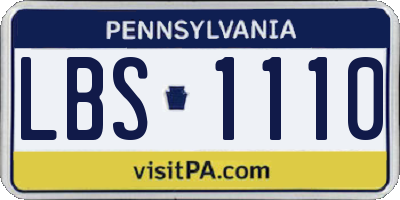 PA license plate LBS1110