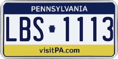 PA license plate LBS1113