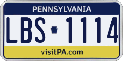 PA license plate LBS1114