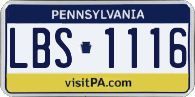 PA license plate LBS1116